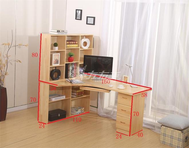 木工做電腦桌帶書(shū)柜圖